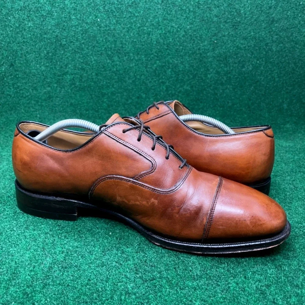 Johnston & Murphy Cap Toe Oxford Dress Shoes Brown Leather Men's 10.5 E Wide